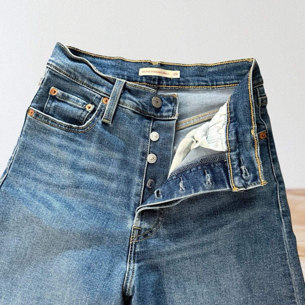 SOLD‎ …. Ankle Jeans Sz 26 Womens Medium Wash Button Fly Wide Leg